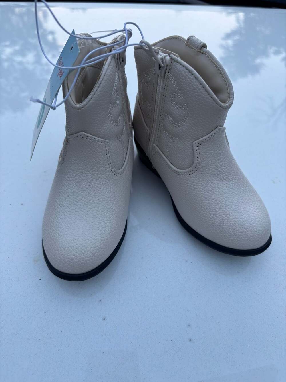 Cat & Jack Toddler Girls' Addie Cream Cowboy Western Boots Size 8